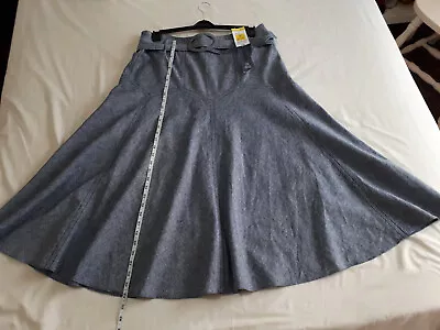 M&s Gorgeous Brand New Long Retro Flared Chambray Denim Spring/summer Skirt 16 • £9.95