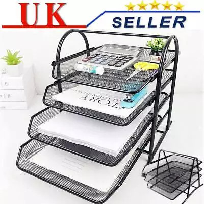 Office Files Metal Mesh A4 Paper Document Holder Storage Desk Top Organiser Tray • £7.89