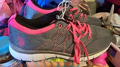 Womens U.S. Polo Assn Gray/Pink Sneakers Size 8W • $35