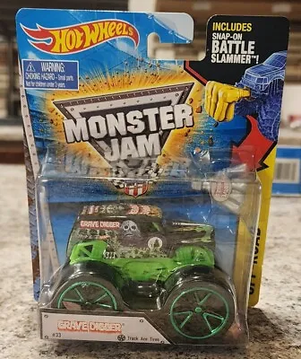 Hot Wheels Monster Jam Grave Digger Battle Slammer Track Ace Tires Green Rims • $18.99