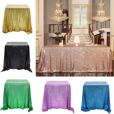 Rectangle Sequin Glitter Tablecloth Sparkly Table Cloth Cover Wedding Party S-XL • £4.27