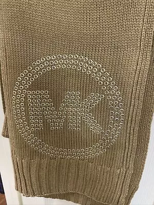 Scarf Michael Kors Gold Discs Studded Logo Black Long Man Woman • $23.95