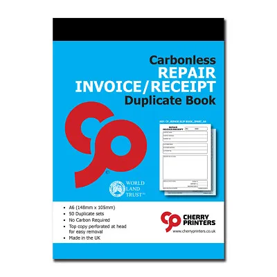 Cherry NCR Repair Invoice/Receipt Duplicate Book A6 (148mm X 105mm) 50 Sets • £4.99