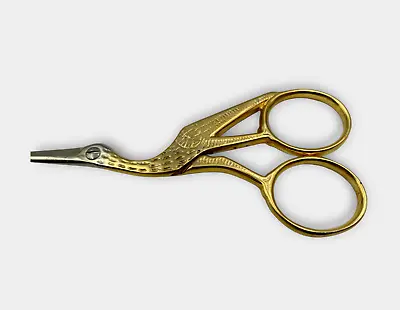 Pair Of Vintage Silver & Goldtone Crane Sewing Tailor Scissors • $17