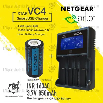 Netgear Arlo Camera Rechargeable Battery CR123a & Charger Kit By XTAR VC4 • $60.70