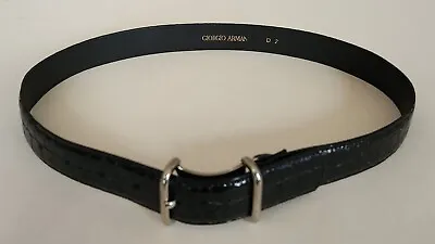 £57.22 • Buy Giorgio Armani 1 1/8  Leather Belt S Black Crocodile Fits 26  To 30  HTF!