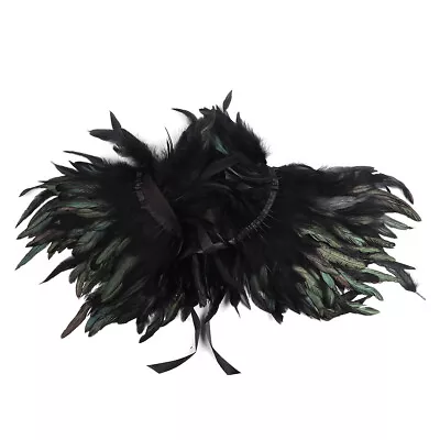 US Gothic Real Feather Cape Shawl Stole Poncho With ChokerCollar For Party Gift • $18.93