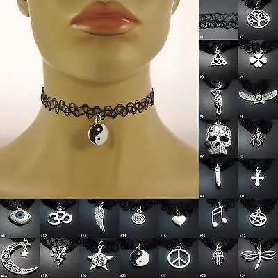 Tattoo Choker Stretch Necklace Ladies Womens Girls Jewellery Accessory UK SELLER • £3.29