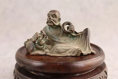 Tibet Buddha Blessing Arhat Figure Statue Collect Bronze Temple Table Decor • $21