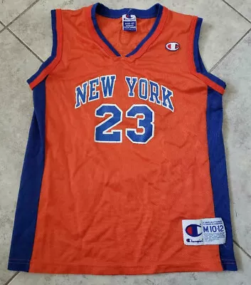 Vintage NBA Champion New York Knicks Marcus Camby Orange Jersey Youth M 10-12 • $34.99