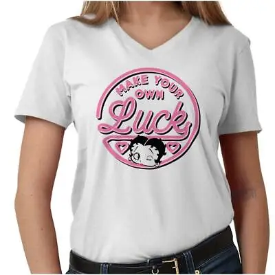Betty Boop Make Your Own Luck Retro Cartoon V Neck T Shirts Women V-Neck Tees • $23.99