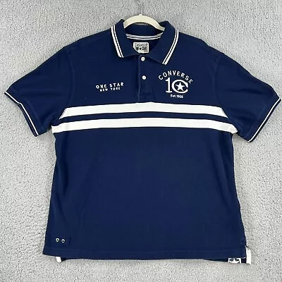 Converse One Star New York Polo Shirt Adult XL Mens Navy Blue Striped Pique • $15.19