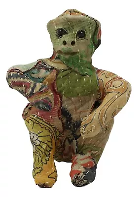 Sitting Jungle Monkey Hand Crafted Paper Mache In Colorful Sari Fabric Figurine • $20.49