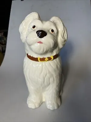 Vtg Metlox Poppytrail White Puppy Dog Ceramic Cookie Jar 12”  Westie Fido • $79.90