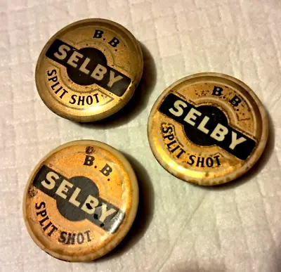 3 Vintage Selby B.B. Split Shot Sinker Tins Fishing Lead • $59