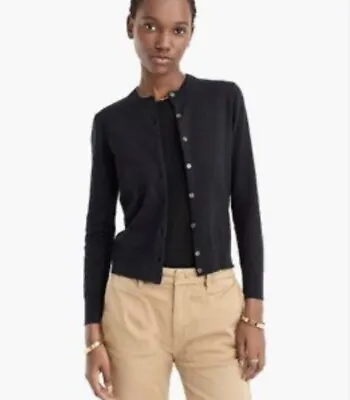 NWT Women’s J Crew Cotton Blend Jackie Cardigan E8447 - Black -XS • $36.95