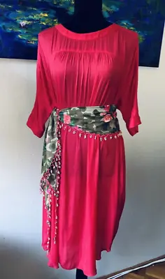 Size 10 12 Designer Isabel Marant Raspberry Red Boho Dress Measurements Incl. • $55