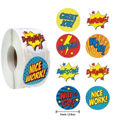 £0.99 • Buy Reward Super Hero Children Stickers Teacher Marking Award Label School Kids UK