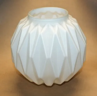 Unusual Mid-Century Modern 8  Round Prism Light Milk Glass Lamp Globe Shade • $49.95