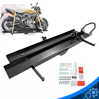 600LBS Heavy Duty Motorcycle Carrier Mount Dirt Bike Rack Hitch W/ Loading Ramp • $169