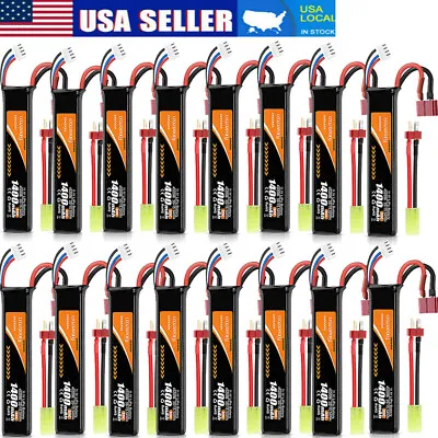 11.1V 1400mAh 30C 3S Airsoft LiPo Battery With Deans T Plug To Mini Tamiya Cable • $58.89