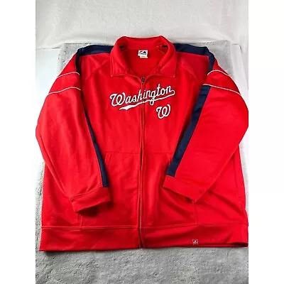 Majestic Washington Nationals Jacket Men 2XL XXL Red Full Zip Stretch MLB • $39.99