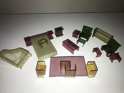 Miniature Dollhouse Acrylic Mid Century Furniture Outstanding RARE Set 16 Pc Lot • $55