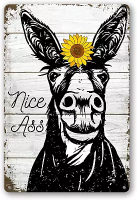 Sunflower Bathroom Decor Tin Sign Funny Metal Signs Donkey Wall Art Flush • $7.35