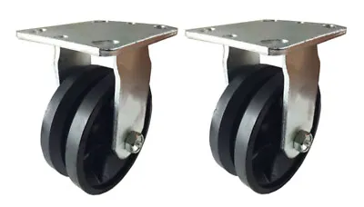 2 Heavy Duty Caster Set 4  5  6  8  V-Groove Wheel Rigid And Swivel  • $58.28