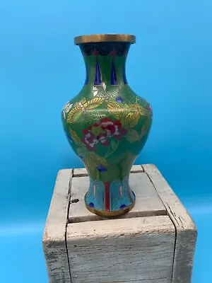 Vintage Brass Enamel 7.5 Inches Cloisonne Vase • $22.99