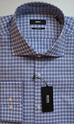 NWT Hugo Boss Black Label Check Cotton Sharp Fit Dress Shirt Size 15.5 34/35 • $102