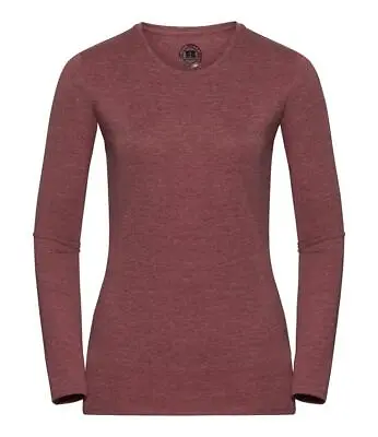 Womens Ladies Plain Long Sleeve T-Shirt Top Fitted Stretch Basic Casual Cotton • £6.99