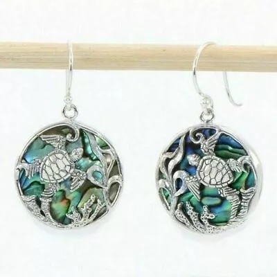 Vintage 925 Silver Beach Sea Turtle Dangle Drop Earrings Women Party Jewelry • $2.66