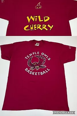 Vintage 90s Temple Owls Basketball Wild Cherry University Collegiate T-Shirt • $29.99