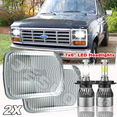 Pair For Ford F150 1981-1984 7x6  5x7  Inch LED Headlights Hi Lo Beam H6054 • $89.99