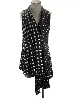 Women’s Cristina V Retro 80’s Style Black And White Polka Dot Sleeveless Tunic • $16