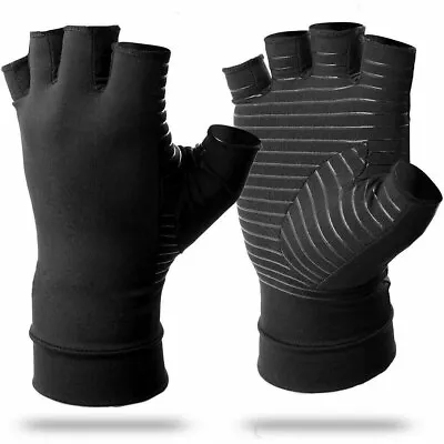 £5.69 • Buy Anti Arthritis Compression Gloves Copper Fingerless Pain Support Brand New UK