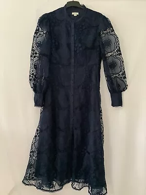 Oasis Blue Lace Midi Dress Size 18 Occasion Wedding Races • $31.09