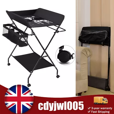 Baby Changing Table Folding & Portable Diaper Station W/Wheels Height Adjustable • £42.78