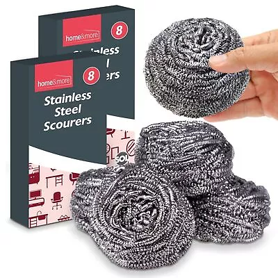 16-32 Stainless Steel Scourers Heavy Duty Kitchen Wire Pan Pads Washing Cleaning • £6.99