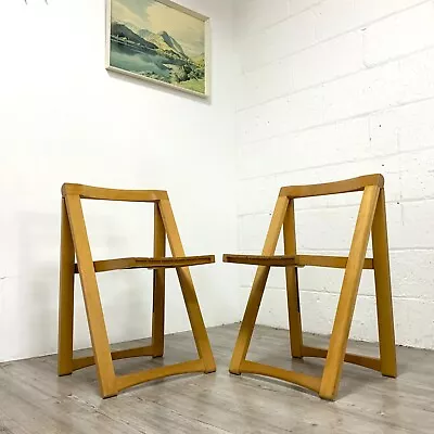 A Pair (2)  Of Vintage Aldo Jacober For Alberto Bazzani Folding Chairs Habitat • £245