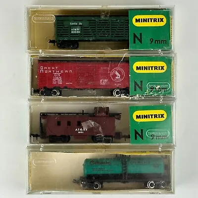 Box Car Gt N 3201 Caboose SF 3272 Tank Celanese 3293 Cattle SF 3216 Minitrix • $29.97