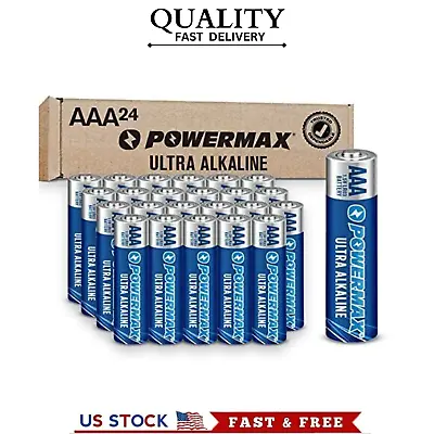 AAA Alkaline Batteries 24 Pack Powermax Battery 10 Year Shelf Life Long Lasting • $9.99