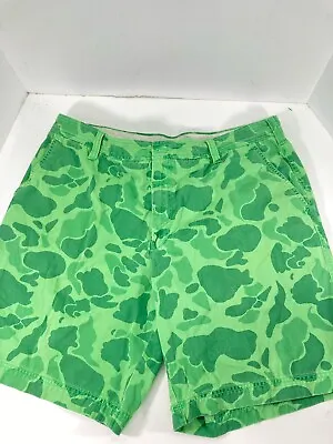 Izod Saltwater Camouflage Shorts Men Size 40X11 Green Canvas Camo Casual Golf • $17.95