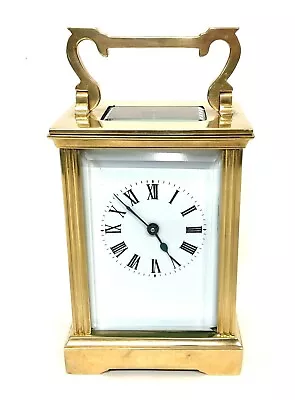 Brass Carriage Mantel Clock Timepiece With Key  Working Order (94) • $372.66