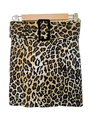 WHEELS & DOLLBABY Leopard Print Bodycon Mini Skirt W&DB Size 2 Fits AU / UK 8 • $65
