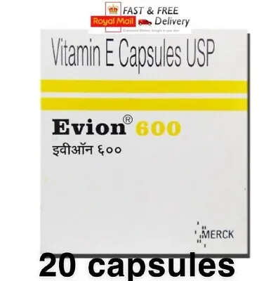 £4.50 • Buy 20 X Vitamin E Evion 600mg Capsules For Glowing Face Strong Hair Nails UK Seller