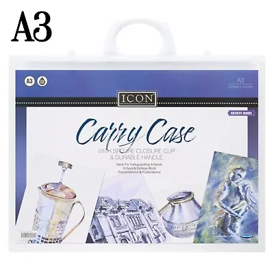 A3 Carry Case With Handle Document Storage Portfolio Artist Drawing Folder Case • £7.19