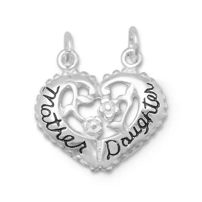 Mother Daughter Break Apart Heart To Share 925 Solid Sterling Silver Charm • $18.95