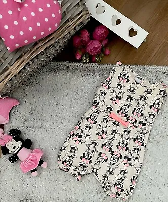 Baby Girl Minnie Mouse Jumpsuit Romper Summer 9-12 Months 80 Cm 100% Cotton • £6.99